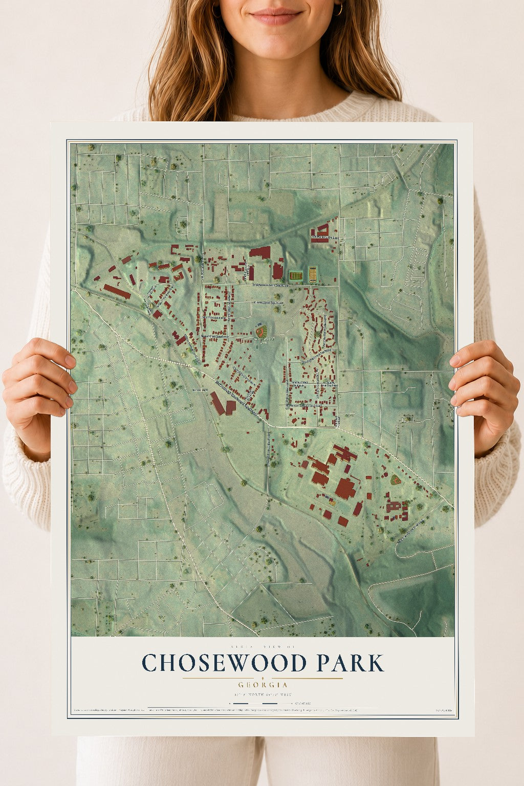 Chosewood Park, Georgia map print, 18" x 24" Archival Matte Print mockup