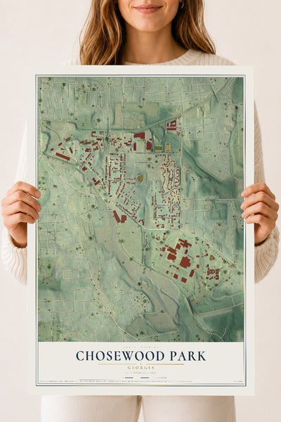 Chosewood Park, Georgia map print, 18" x 24" Archival Matte Print mockup
