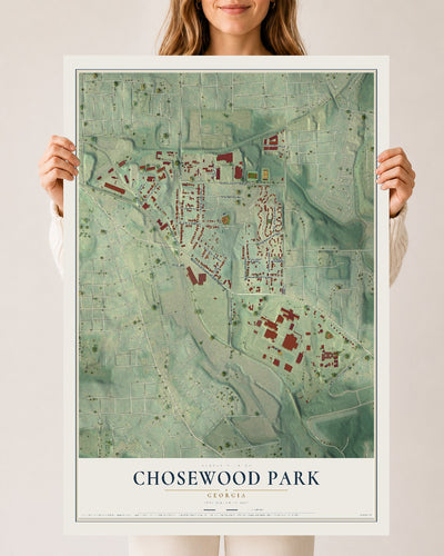 Chosewood Park, Georgia map print, 24" x 36" Archival Matte Print mockup