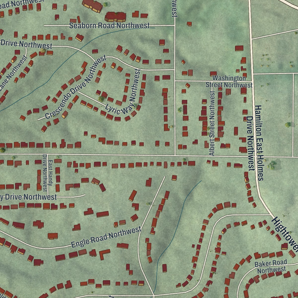 Close-up 1 of the Collier Heights, Georgia map artwork