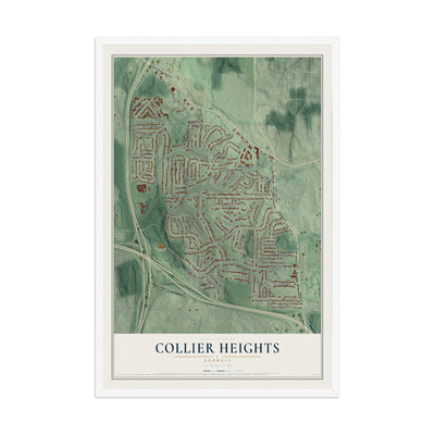 Collier Heights, Georgia map print, 12" x 18" W/ White Ayous Wood Frame mockup