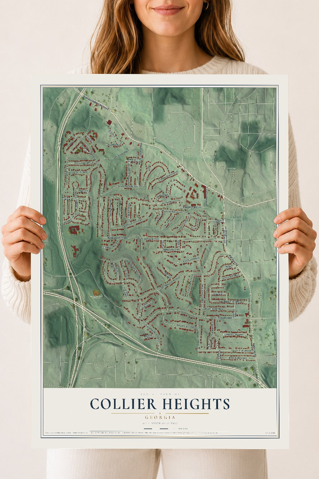 Collier Heights, Georgia map print, 18" x 24" Archival Matte Print mockup