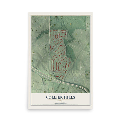 Collier Hills, Georgia map print, 12" x 18" Archival Matte Print mockup