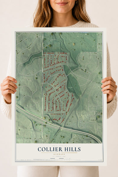 Collier Hills, Georgia map print, 18" x 24" Archival Matte Print mockup