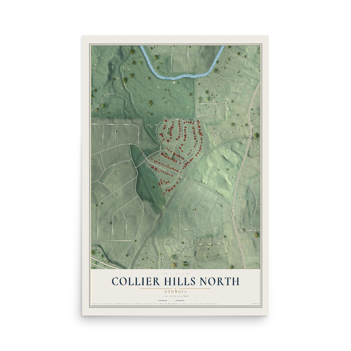 Collier Hills North, Georgia map print, 12" x 18" Archival Matte Print mockup