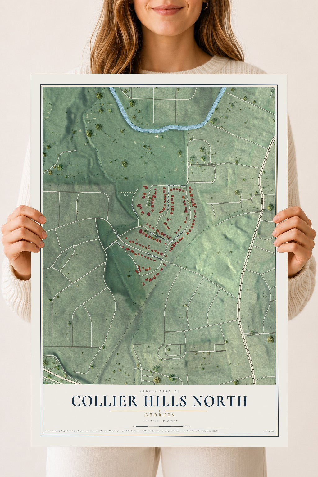 Collier Hills North, Georgia map print, 18" x 24" Archival Matte Print mockup