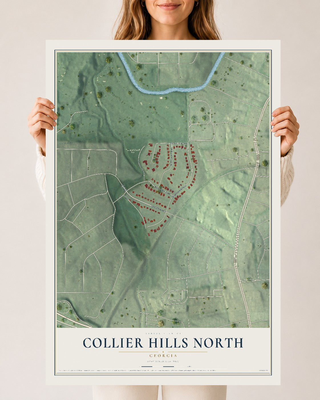 Collier Hills North, Georgia map print, 24" x 36" Archival Matte Print mockup