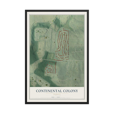 Continental Colony, Georgia map print, 12" x 18" W/ Black Ayous Wood Frame mockup