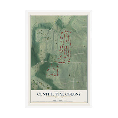 Continental Colony, Georgia map print, 12" x 18" W/ White Ayous Wood Frame mockup