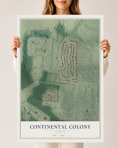 Continental Colony, Georgia map print, 24" x 36" Archival Matte Print mockup