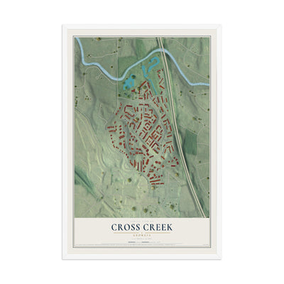Cross Creek, Georgia map print, 12" x 18" W/ White Ayous Wood Frame mockup