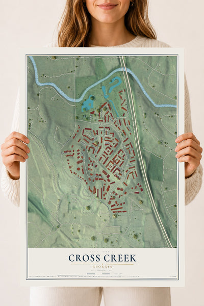 Cross Creek, Georgia map print, 18" x 24" Archival Matte Print mockup