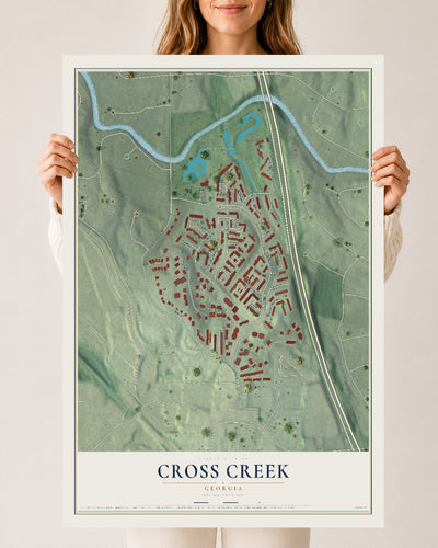 Cross Creek, Georgia map print, 24" x 36" Archival Matte Print mockup
