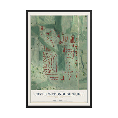 Custer-McDonough-Guice, Georgia map print, 12" x 18" W/ Black Ayous Wood Frame mockup