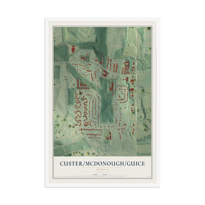 Custer-McDonough-Guice, Georgia map print, 12" x 18" W/ White Ayous Wood Frame mockup