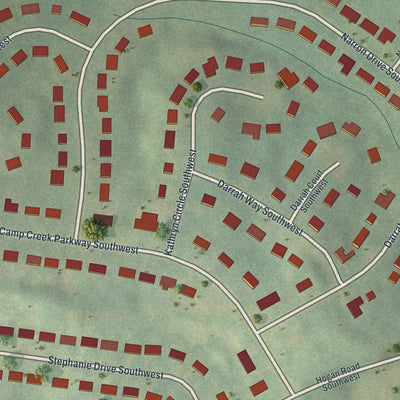 Close-up 1 of the Deerwood, Georgia map artwork