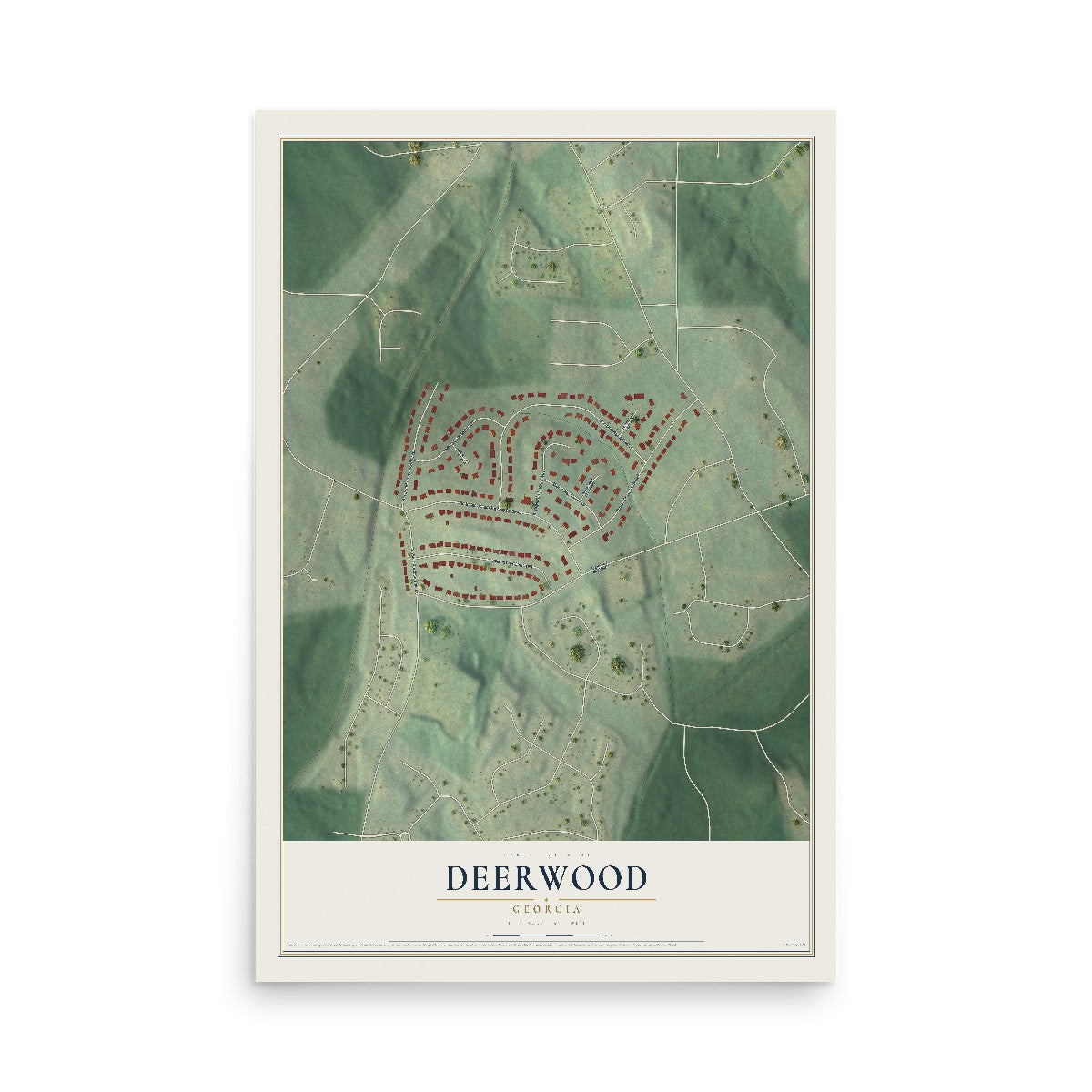 Deerwood, Georgia map print, 12" x 18" Archival Matte Print mockup
