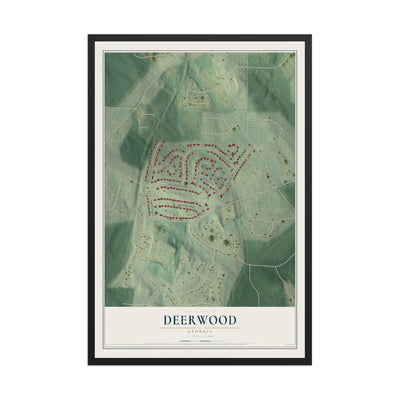 Deerwood, Georgia map print, 12" x 18" W/ Black Ayous Wood Frame mockup