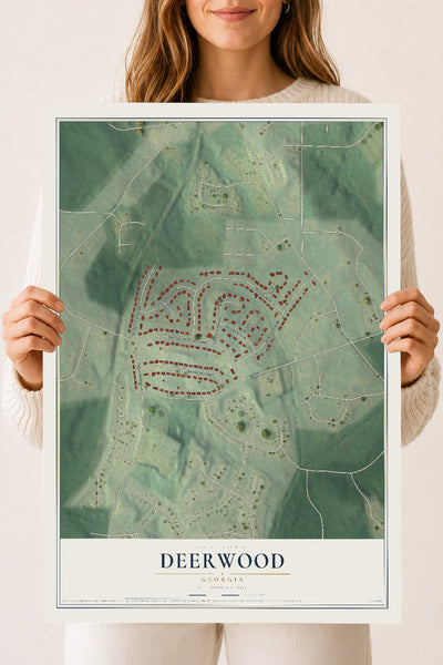 Deerwood, Georgia map print, 18" x 24" Archival Matte Print mockup
