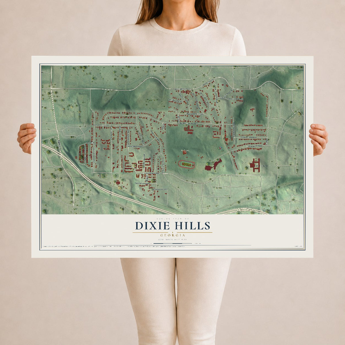 Dixie Hills, Georgia map print, 24" x 36" Archival Matte Print mockup