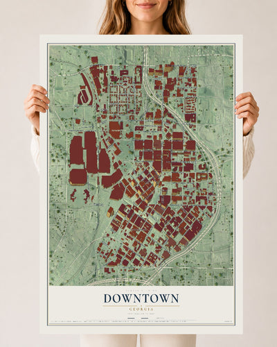 Downtown, Georgia map print, 24" x 36" Archival Matte Print mockup