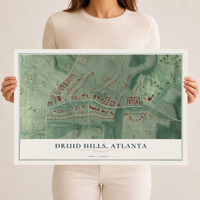Druid Hills, Atlanta, Georgia map print, 12" x 18" Archival Matte Print mockup