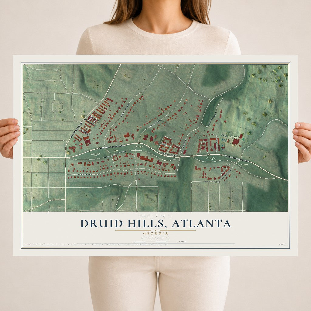 Druid Hills, Atlanta, Georgia map print, 18" x 24" Archival Matte Print mockup