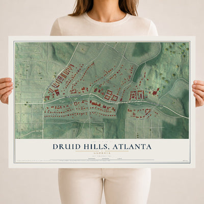 Druid Hills, Atlanta, Georgia map print, 18" x 24" Archival Matte Print mockup