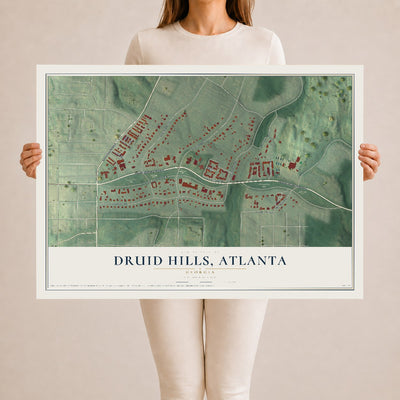Druid Hills, Atlanta, Georgia map print, 24" x 36" Archival Matte Print mockup