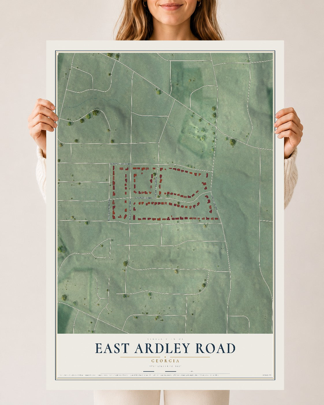 East Ardley Road, Georgia map print, 24" x 36" Archival Matte Print mockup