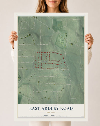 East Ardley Road, Georgia map print, 24" x 36" Archival Matte Print mockup