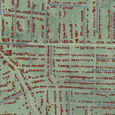 Close-up 1 of the East Atlanta, Georgia map artwork