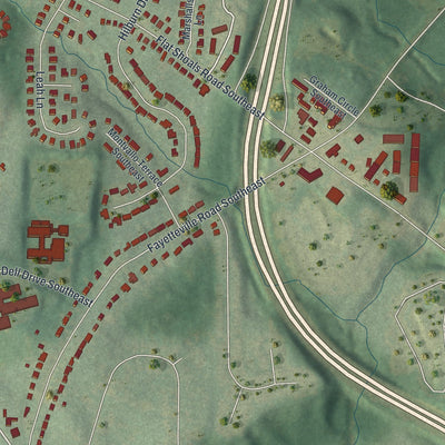 Close-up 2 of the East Atlanta, Georgia map artwork