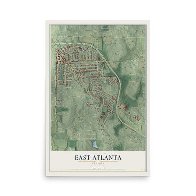 East Atlanta, Georgia map print, 12" x 18" Archival Matte Print mockup