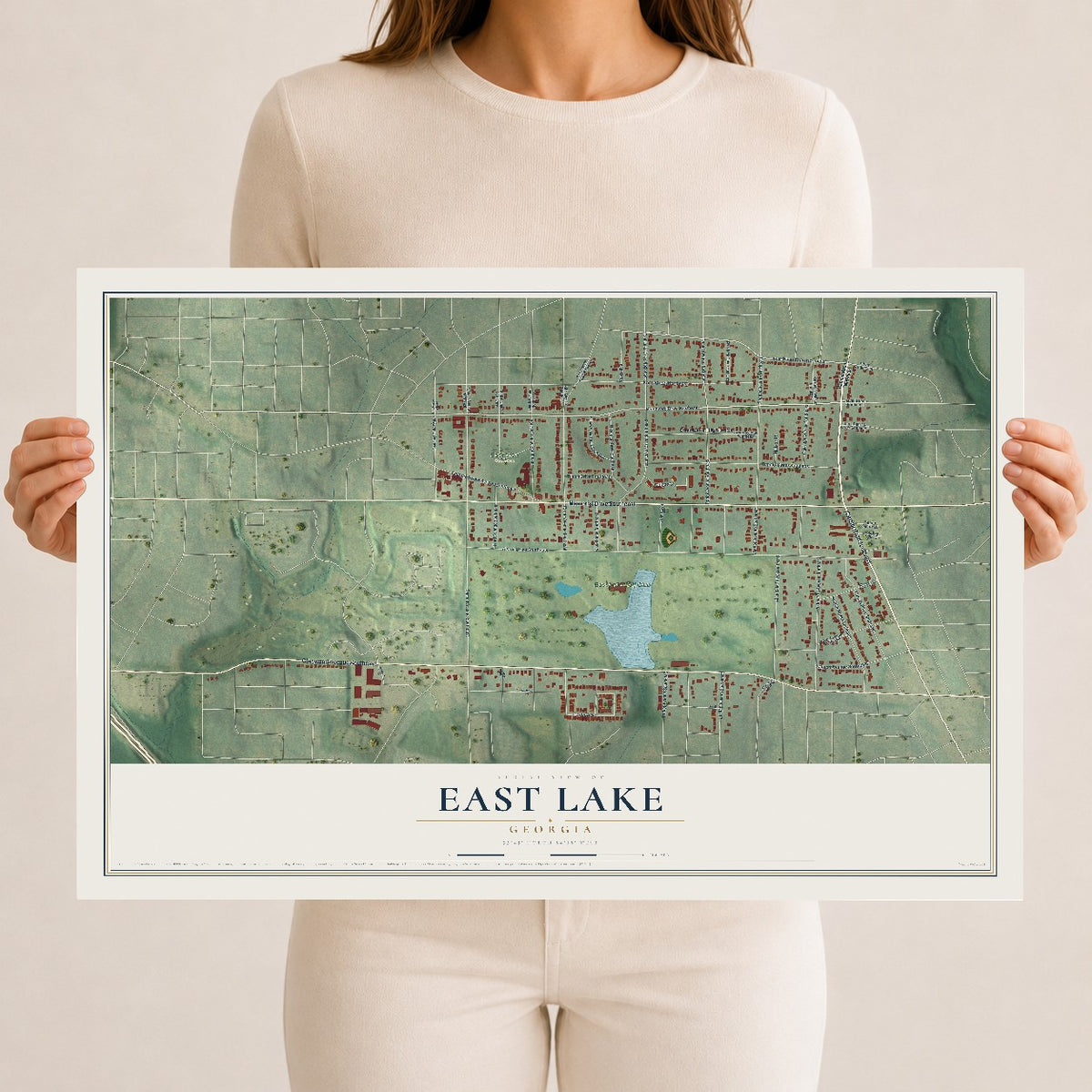 East Lake, Georgia map print, 12" x 18" Archival Matte Print mockup