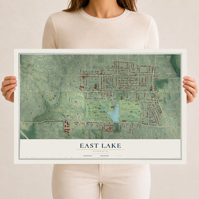 East Lake, Georgia map print, 12" x 18" Archival Matte Print mockup