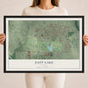 Map of East Lake, Georgia, 18 x 24 inch print in a black wood frame