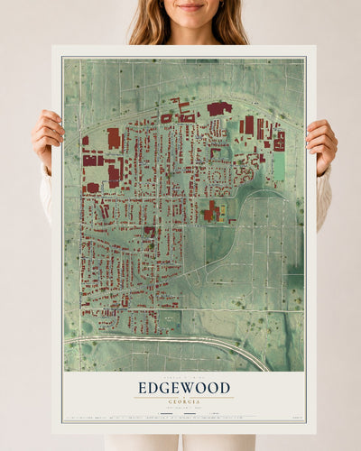 Edgewood, Georgia map print, 24" x 36" Archival Matte Print mockup