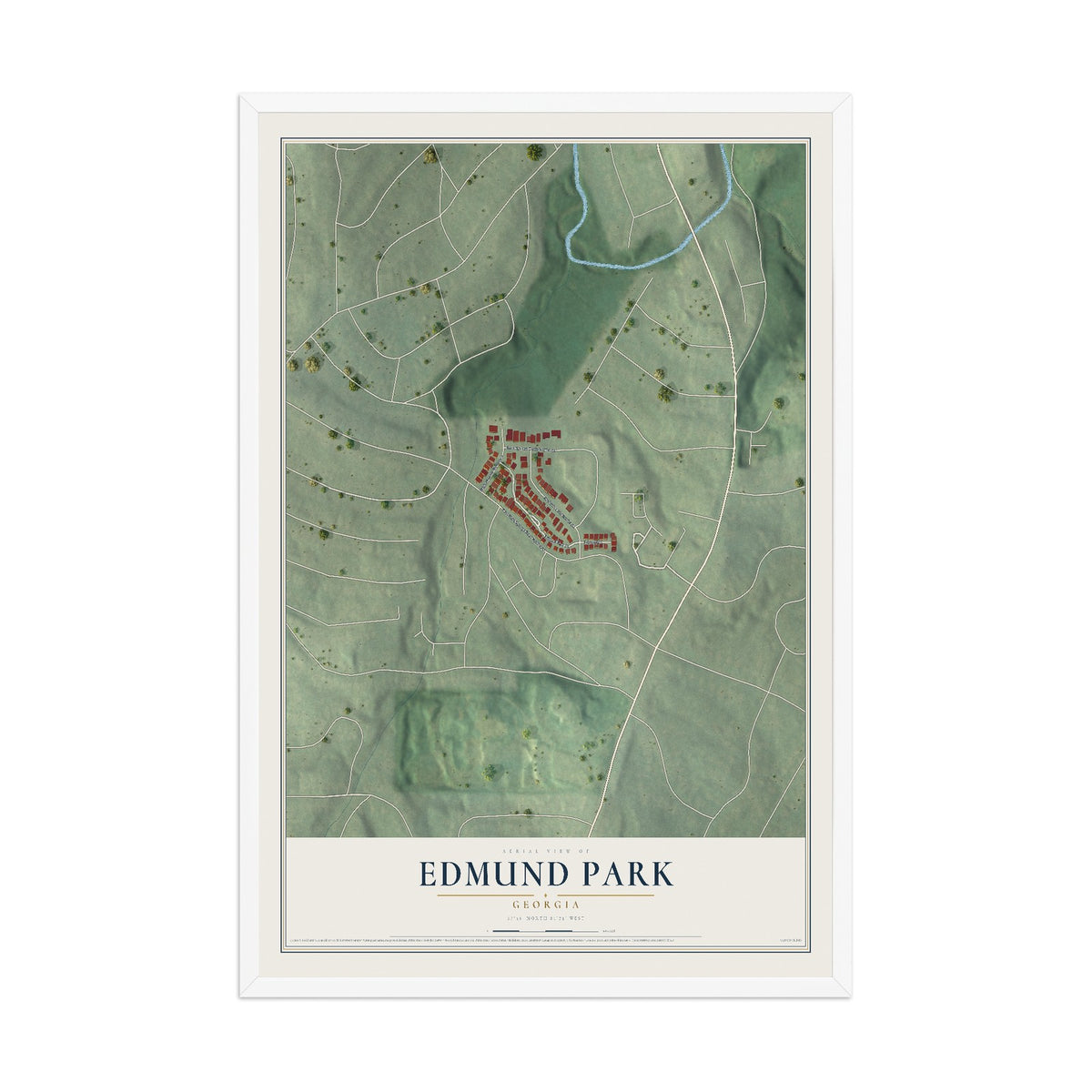 Edmund Park, Georgia map print, 12" x 18" W/ White Ayous Wood Frame mockup