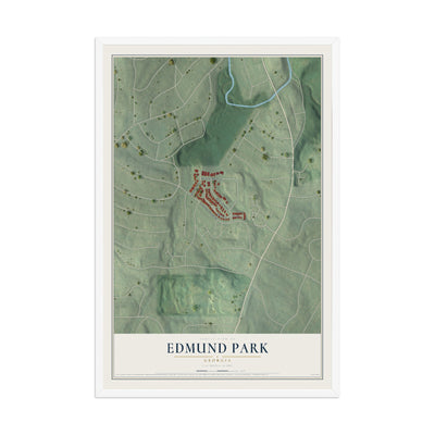 Edmund Park, Georgia map print, 12" x 18" W/ White Ayous Wood Frame mockup
