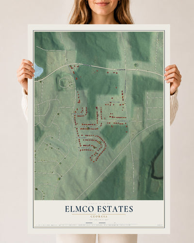 Elmco Estates, Georgia map print, 24" x 36" Archival Matte Print mockup