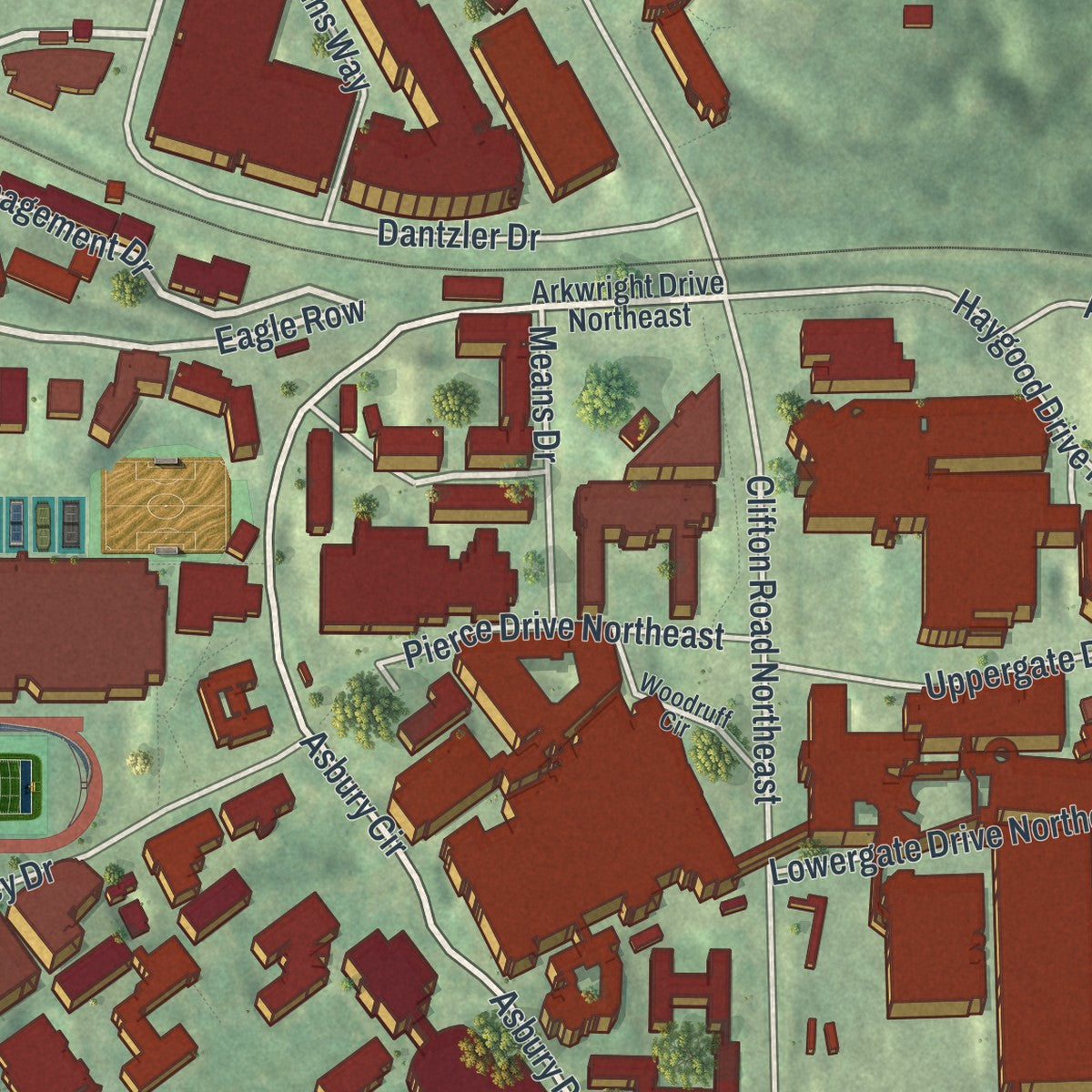 Close-up 1 of the Emory, Georgia map artwork