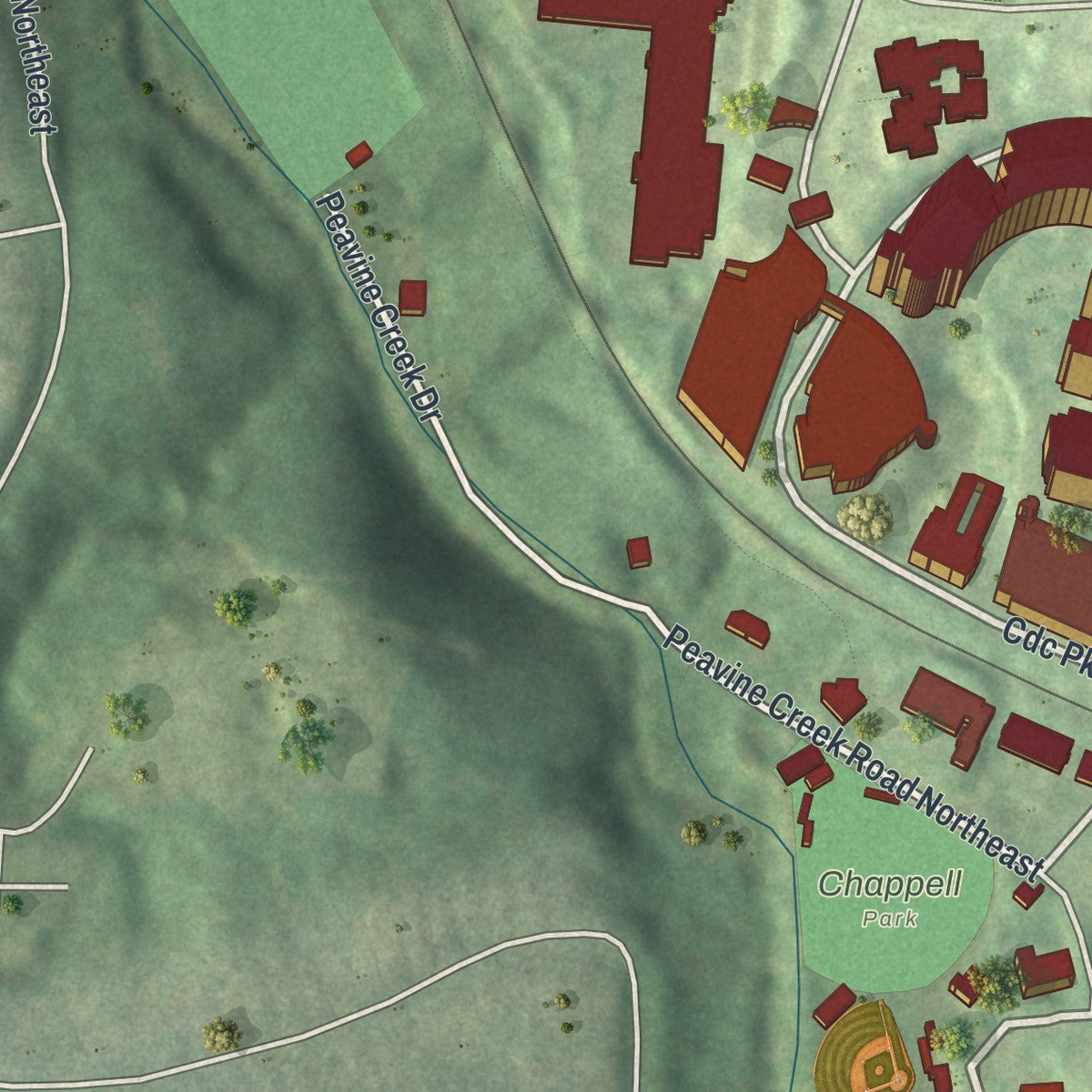 Close-up 2 of the Emory, Georgia map artwork