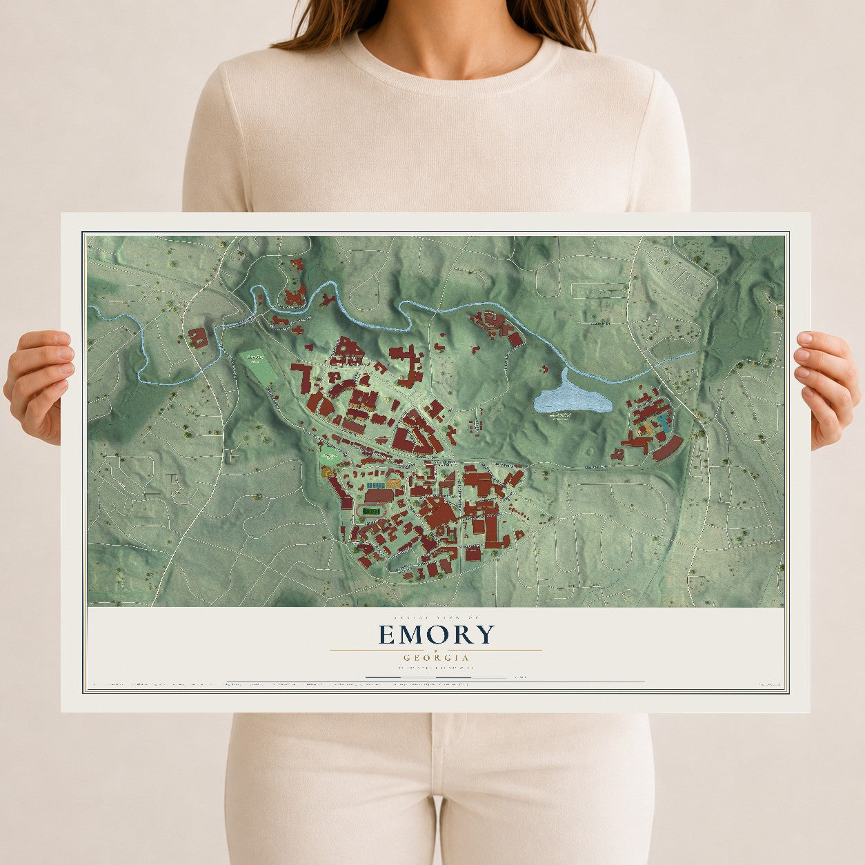 Emory, Georgia map print, 12" x 18" Archival Matte Print mockup
