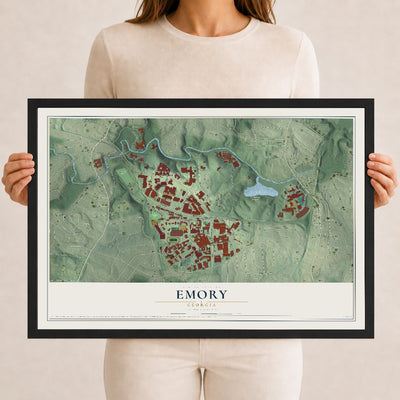 Emory, Georgia map print, 12" x 18" W/ Black Ayous Wood Frame mockup