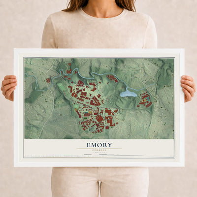 Emory, Georgia map print, 12" x 18" W/ White Ayous Wood Frame mockup