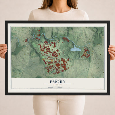 Emory, Georgia map print, 18" x 24" W/ Black Ayous Wood Frame mockup