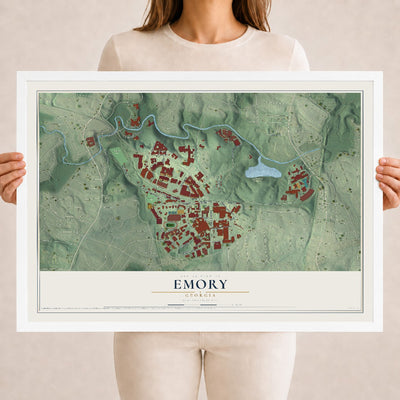 Emory, Georgia map print, 18" x 24" W/ White Ayous Wood Frame mockup