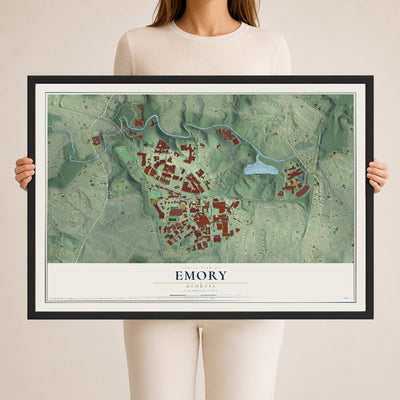 Emory, Georgia map print, 24" x 36" W/ Black Ayous Wood Frame mockup
