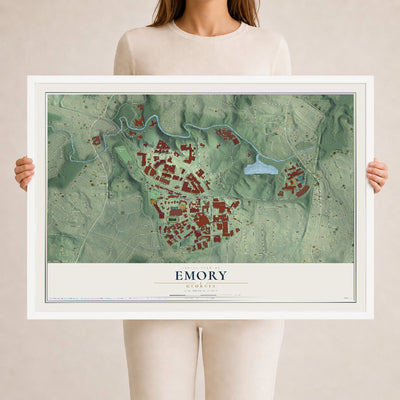 Emory, Georgia map print, 24" x 36" W/ White Ayous Wood Frame mockup